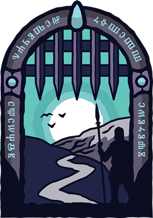 Gate Games Logo Illustration Portcullis Spearman